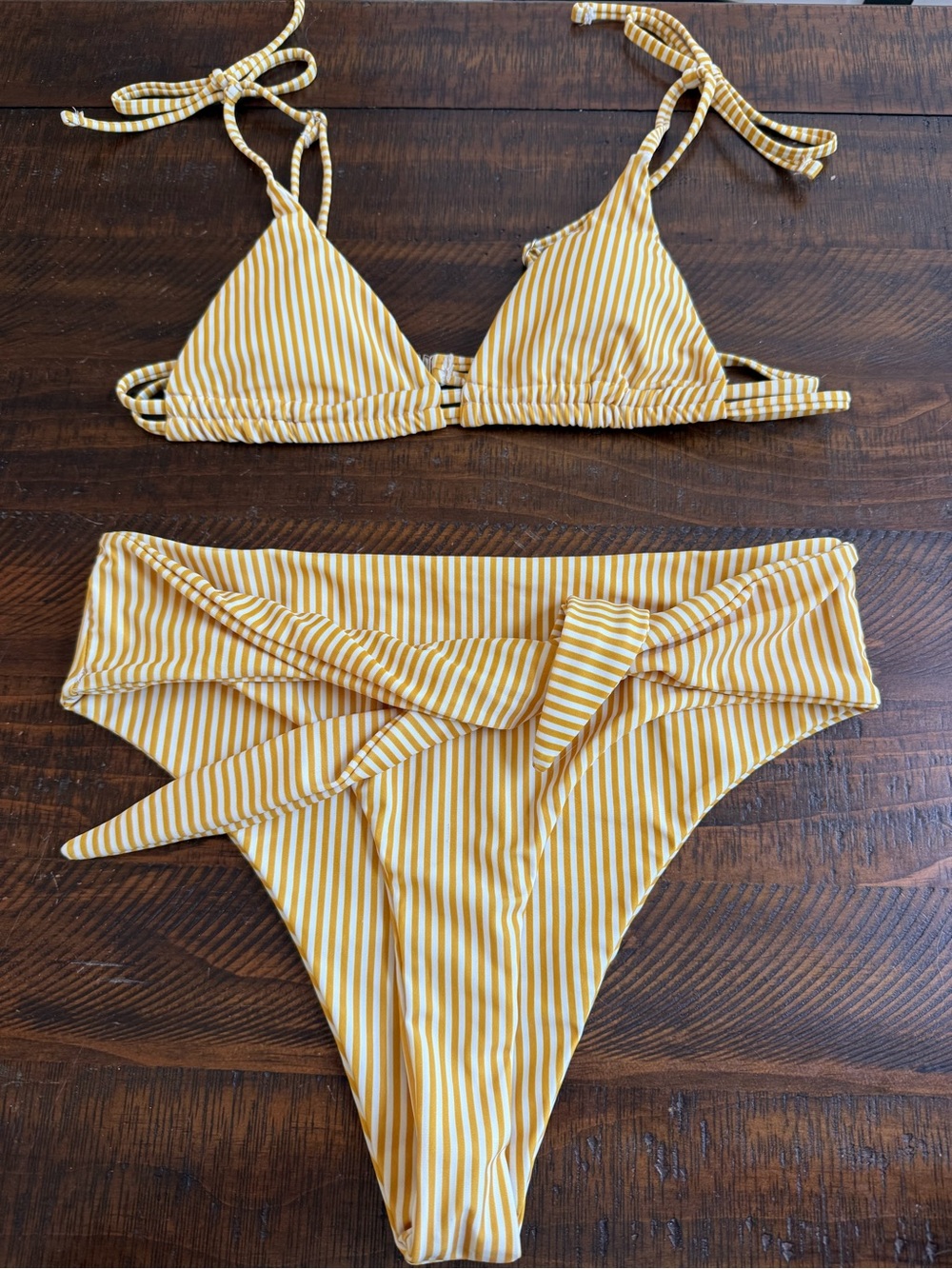 Striped Yellow Triangle Bikini Set
